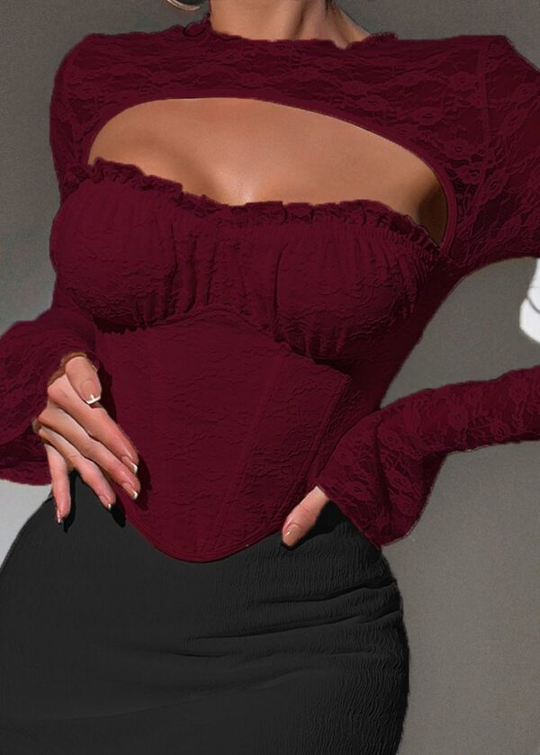 Black Lace Cutout Corset Top