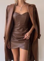 Sultry Leather Strapless Mini Dress