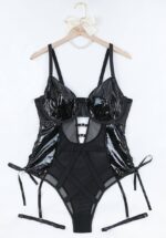 Plus Size Patent Leather Lingerie Teddy