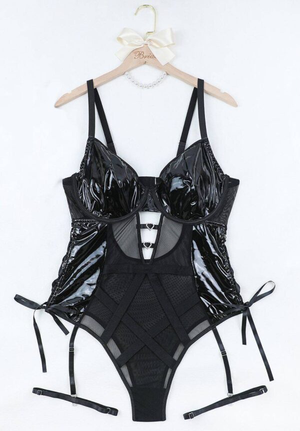 Plus Size Patent Leather Lingerie Teddy