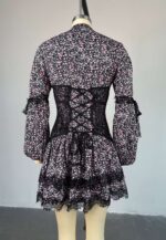 Floral Print Lace Trim Corset Mini Dress