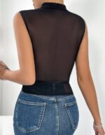 Black Lace High Neck Corset Top