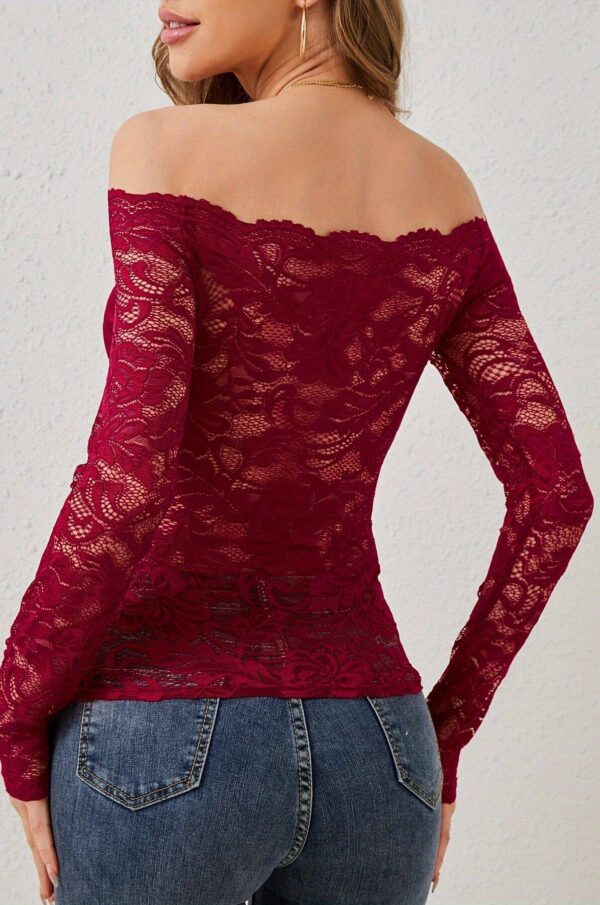 Burgundy Off-Shoulder Lace Bodysuit