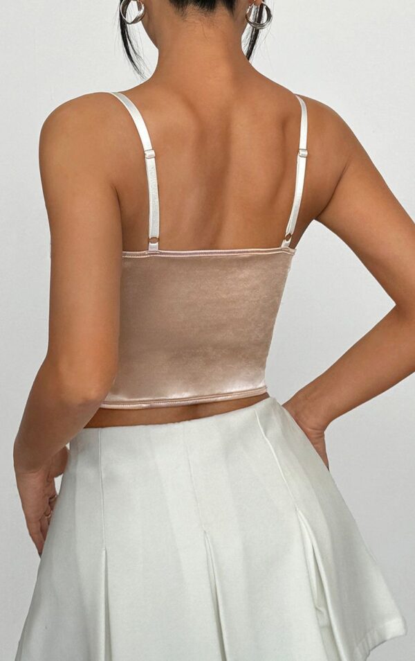 Lace Trim Nude Satin Bustier