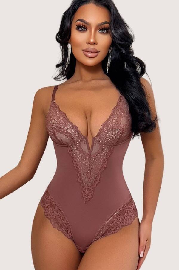 Ethereal Allure Lace Trimmed Shapewear Bodysuit