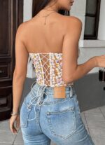 Floral Lace Strapless Corset Top