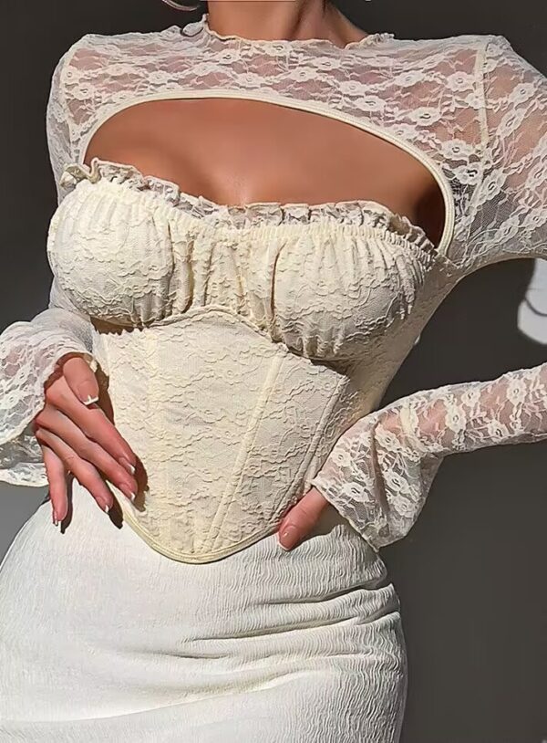 Black Lace Cutout Corset Top