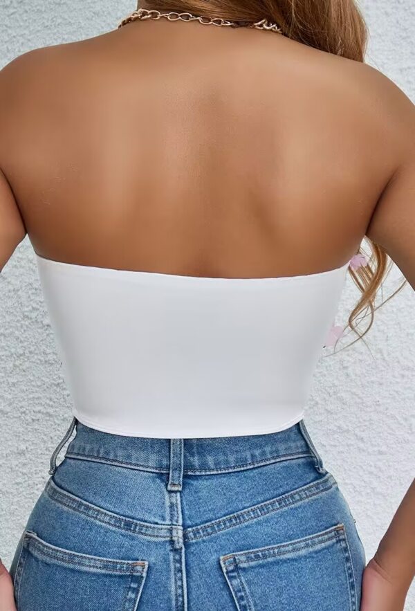 White Floral Embroidered Strapless Corset