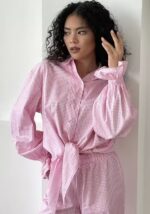 Pink Gingham Tie-Front Lounge Set