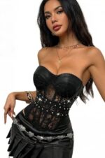 Edgy Leather & Lace Corset