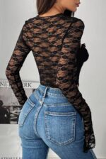 Black Lace Cutout Corset Top