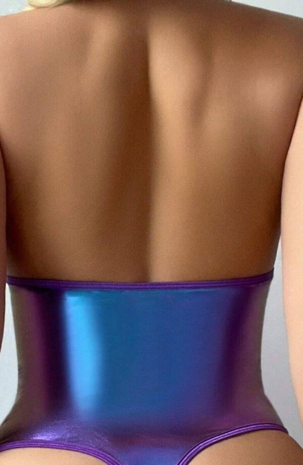 Iridescent Purple Lace-Up Bodysuit