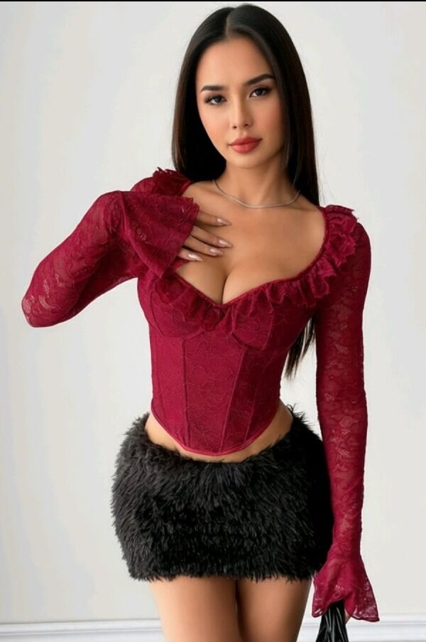 Burgundy Lace Corset Top