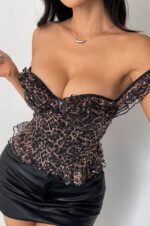 Leopard Sequin Lace Corset Top
