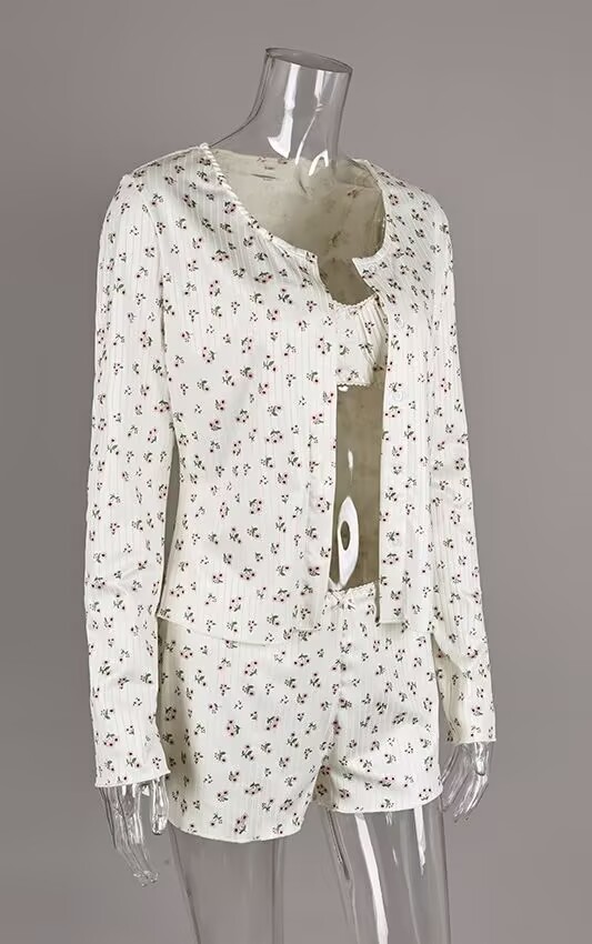 Ditsy Floral 3-Piece Loungewear Set