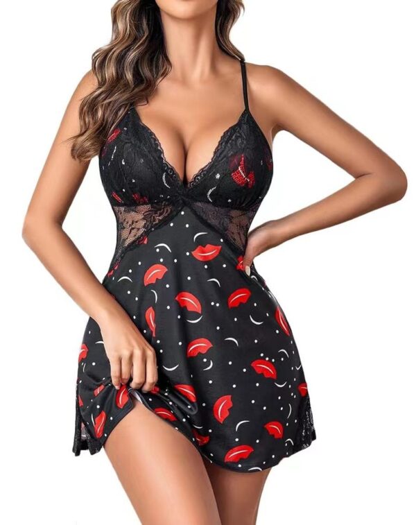 Leopard Print & Lace Cutout Chemise