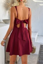 Burgundy Square Neck Mini Dress