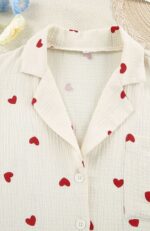 Red Heart Print Pajama Set